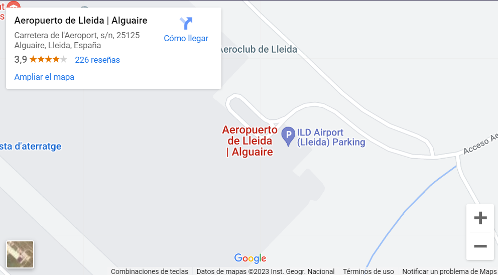 Mapa per arribar a l'aeroport d'Alguaire