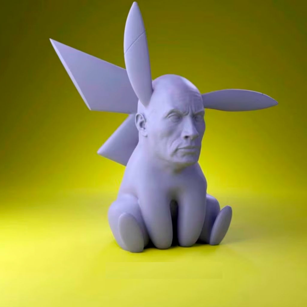 Imatge model 3d amb el cos del pokemon Pikachu