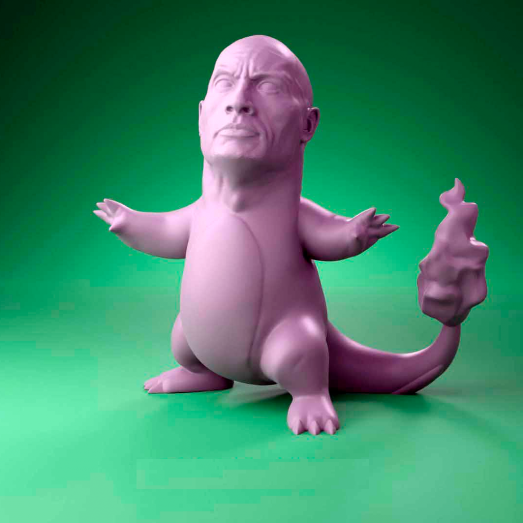 Imatge model 3d amb el cos del pokemon Charmander