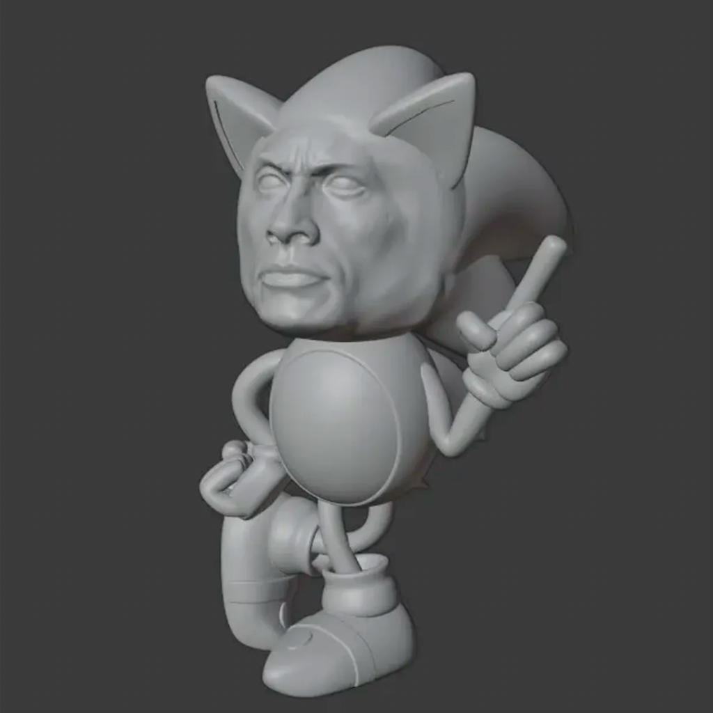 Imatge model 3d the rock amb el cos d'en Sonic