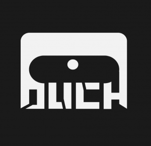 Logotipo fondo negro con ilustración blanca de una manco y las siglas MOUCH