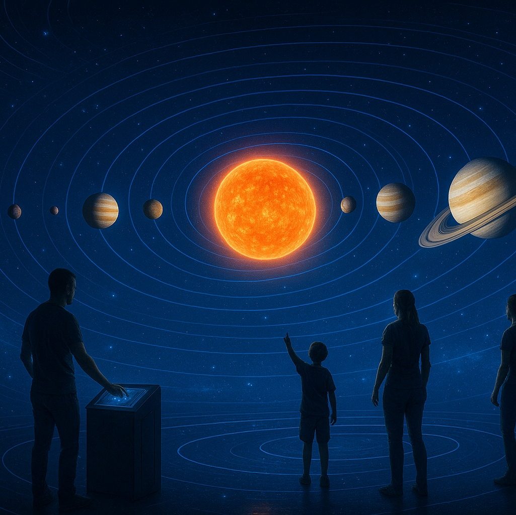 imagen exposición con más éxito:simulación dentro del sistema solar