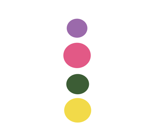 Paleta de colors: #A467AF, #F54C86, #315E30 i #F7D903