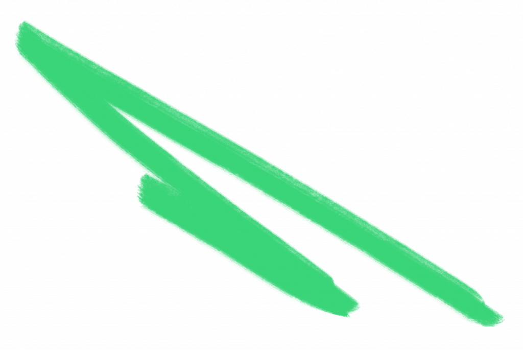 Gargot amb dos ratlles diagonals verdes unides.

