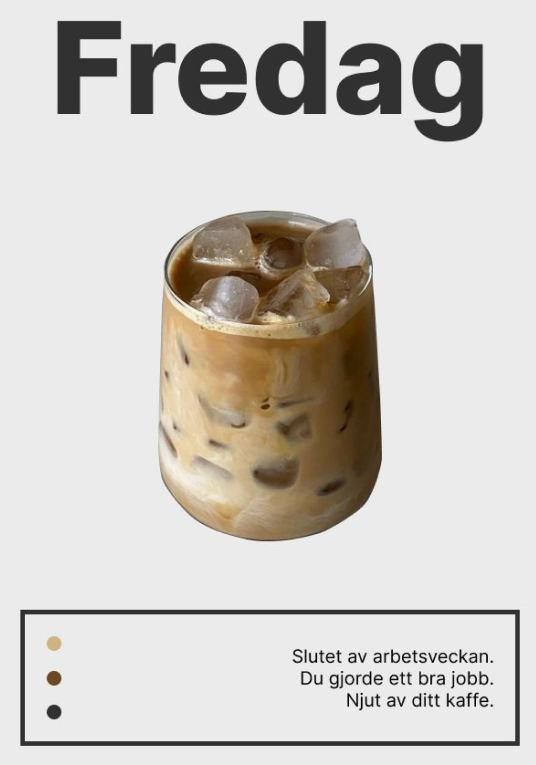 Imagen con un café con hielo. Arte minimalista.