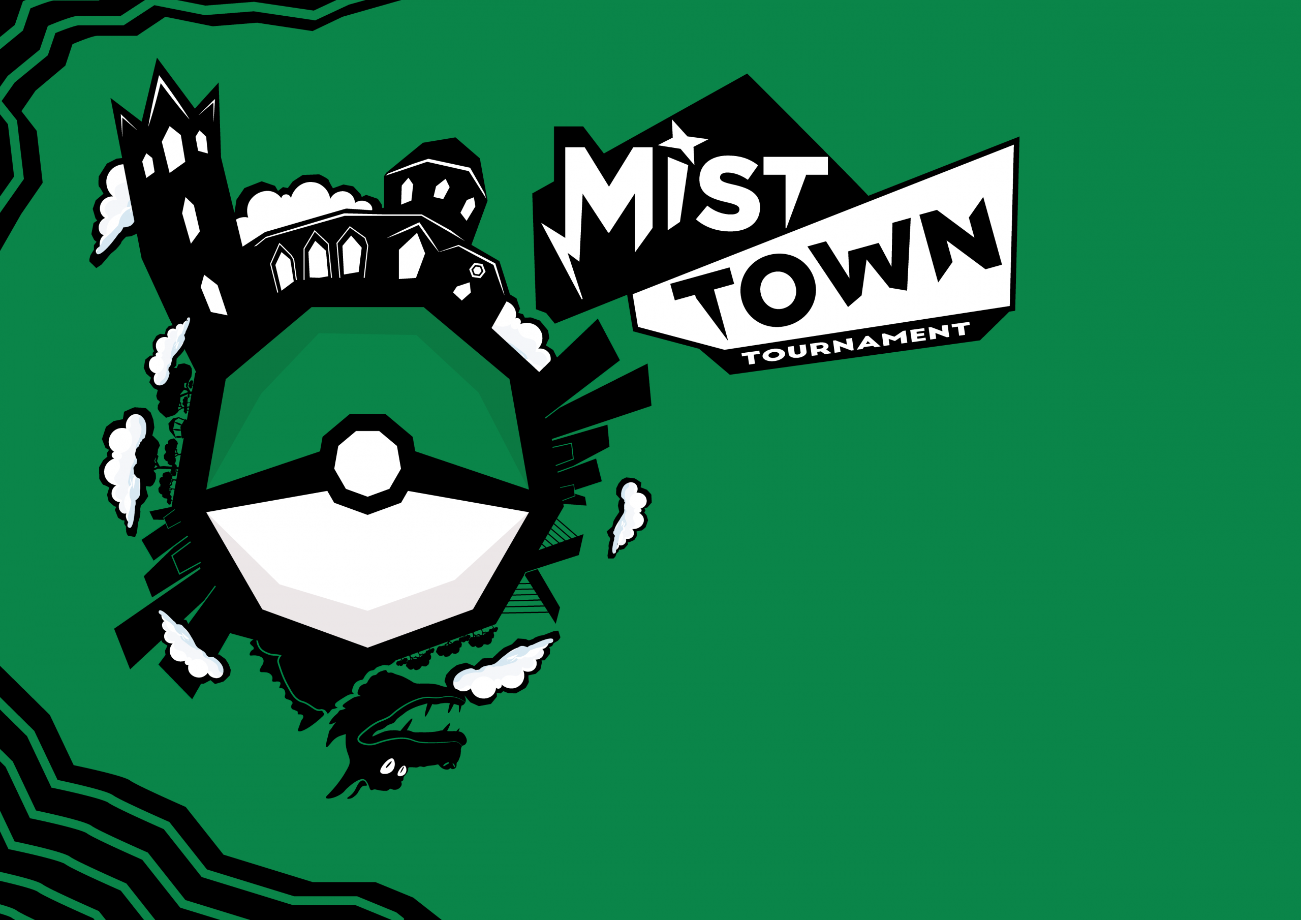 Ilustración en la que se representa la ciudad de Lleida con sus elementos más reconocibles mediante contrastes. Grafismo, este estilo abraza el concepto del grunge llevado a la estilización urbana, pasando por High Constrast Graphic Design y motivos Punk. Ilustración desarrollada para promocionar el Mist Town Tournament, un torneo Pokémon VGC realizado en Lleida, predomina el uso de los colores verdes, negros y blancos, generando altos contrastes y aportando equilibrio y estilo a toda la composición.