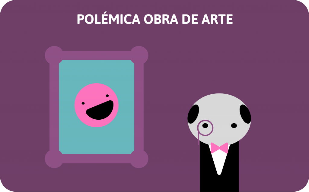 Noticia: Polémica obra de arte

La imagen muestra una silueta de estilo minimalista que representa a un señor caucásico de pie al lado de un cuadro trajeado y con oráculo. El cuadro contiene una cara feliz.